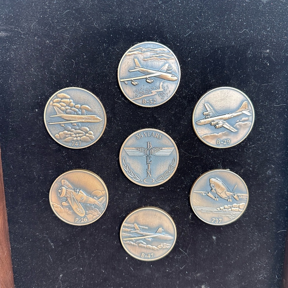 Vintage Boeing 35 Years Commemorative Bronze Collectible Coin Plaque (1986)